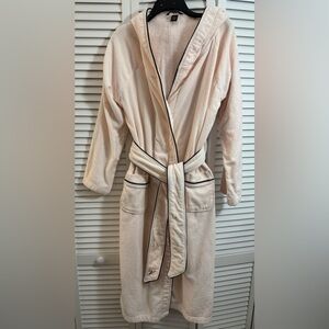 Victoria’s Secret Cotton Robe Hooded Wrap Style Pink w/ Black Trim Size M/L  EUC